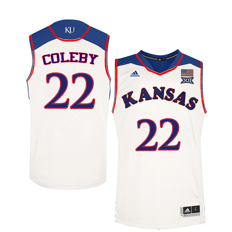 Men Kansas Jayhawks #22 Dwight Coleby College Basketball Jerseys Sale-White - Click Image to Close